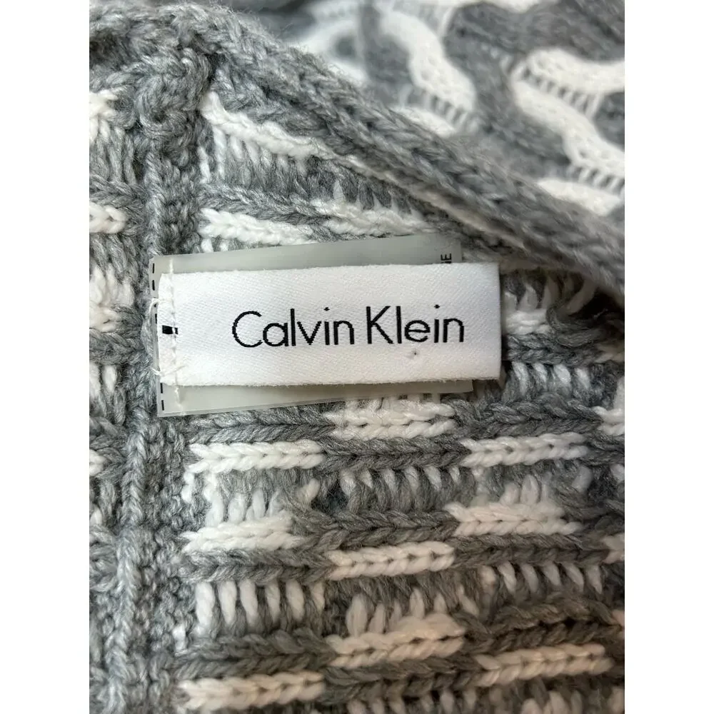 Calvin Klein‎ Infinity Loop Women's Knitted Gray white Scarf